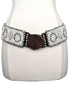Cocobelle x Anthropologie Timor Komodo Beaded Belt - 29.5” x 2.25” - One Size
